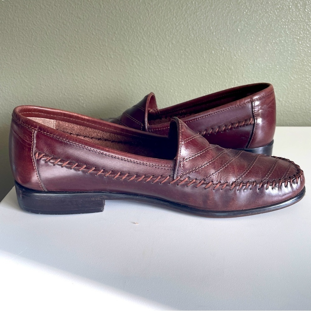 GIORGIO BRUTINI LE GLOVE Brown Slip On Leather Men Dress Shoes Size 9D.